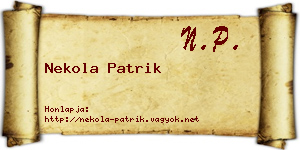 Nekola Patrik névjegykártya
